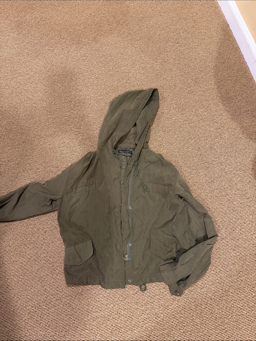 Brandy Melville -Olive Hooded womens windbreaker Jacket